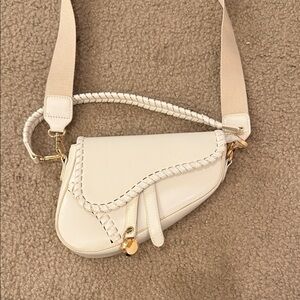 Commense Cream Crossbody Bag with Gold Accents